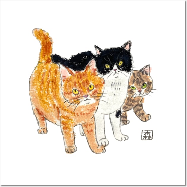 3 cute cats Wall Art by colorofmori